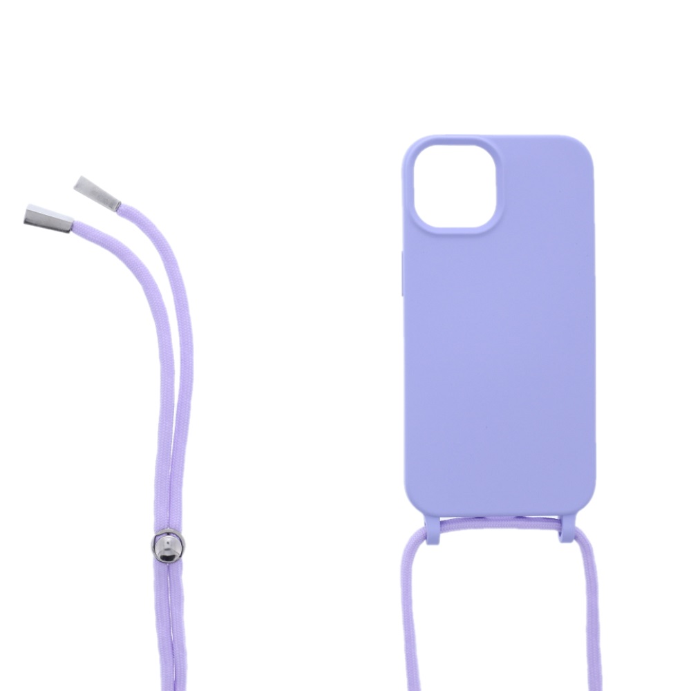 Siliconen hoesje met koord geschikt voor Apple iPhone 14 - Paars