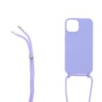 Siliconen hoesje met koord geschikt voor Apple iPhone 14 Plus - Licht Roze