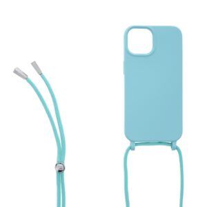 Siliconen hoesje met koord geschikt voor Apple iPhone 14 Plus - Licht Roze