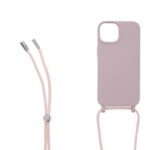 Siliconen hoesje met koord geschikt voor Apple iPhone 14 Plus - Licht Roze