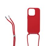 Siliconen hoesje met koord geschikt voor Apple iPhone 14 Pro Max - Rood