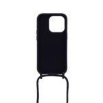 Siliconen hoesje met koord geschikt voor Apple iPhone 14 Pro Max - Zwart