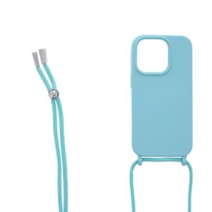 Siliconen hoesje met koord geschikt voor Apple iPhone 14 Pro - Zwart