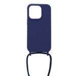 Siliconen hoesje met koord geschikt voor Apple iPhone 14 Pro - Zwart