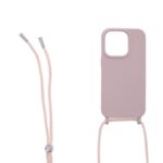 Siliconen hoesje met koord geschikt voor Apple iPhone 14 Pro - Zwart