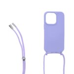 Siliconen hoesje met koord geschikt voor Apple iPhone 14 Pro - Zwart