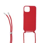 Siliconen hoesje met koord geschikt voor Apple iPhone 14 - Rood