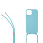 Siliconen hoesje met koord geschikt voor Apple iPhone 14 - Turquoise