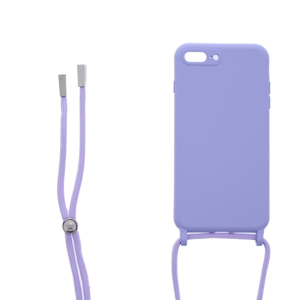 Siliconen hoesje met koord geschikt voor Apple iPhone 7 Plus - Licht Roze