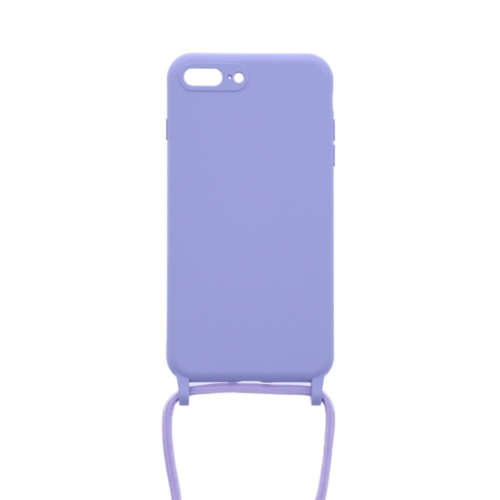 Siliconen hoesje met koord geschikt voor Apple iPhone 8 Plus - Licht Roze