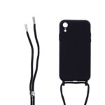 Siliconen hoesje met koord geschikt voor Apple iPhone XR - Zwart