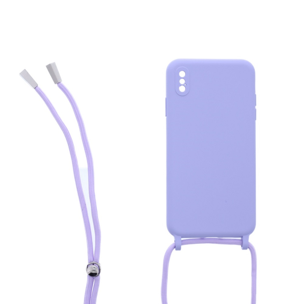 Siliconen hoesje met koord geschikt voor Apple iPhone Xs Max - Licht Roze