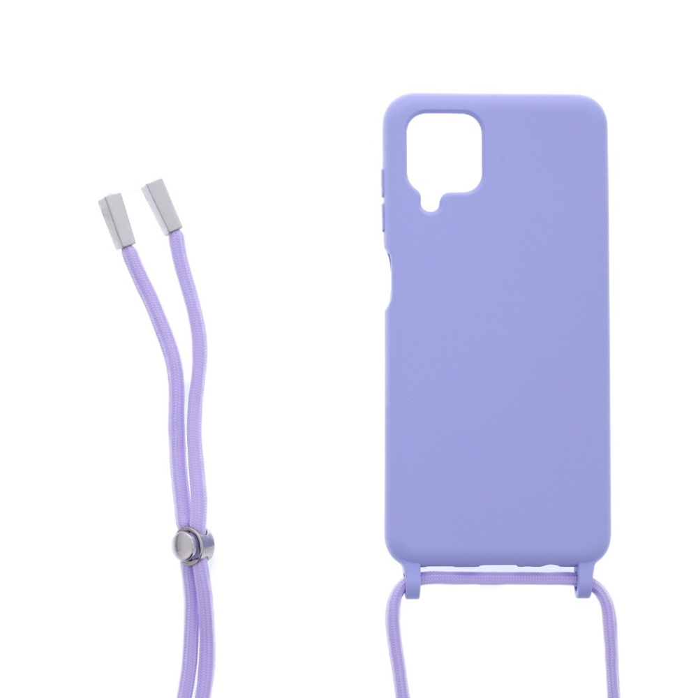 Siliconen hoesje met koord geschikt voor Samsung Galaxy A12 - Licht Roze