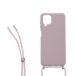 Siliconen hoesje met koord geschikt voor Samsung Galaxy A12 - Licht Roze