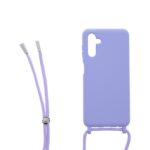 Siliconen hoesje met koord geschikt voor Samsung Galaxy A13 5G - Licht Roze