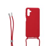 Siliconen hoesje met koord geschikt voor Samsung Galaxy A13 5G - Licht Roze