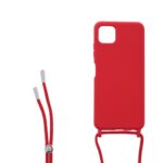 Siliconen hoesje met koord geschikt voor Samsung Galaxy A22 5G - Licht Roze