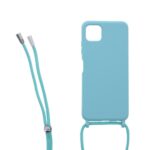 Siliconen hoesje met koord geschikt voor Samsung Galaxy A22 5G - Licht Roze