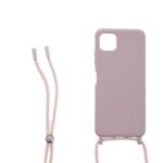 Siliconen hoesje met koord geschikt voor Samsung Galaxy A22 5G - Licht Roze