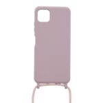Siliconen hoesje met koord geschikt voor Samsung Galaxy A22 5G - Licht Roze
