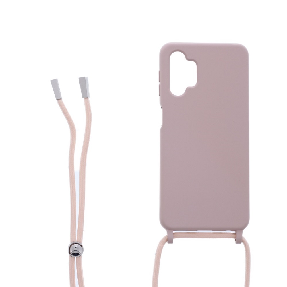 Siliconen hoesje met koord geschikt voor Samsung Galaxy A32 5G - Licht Roze