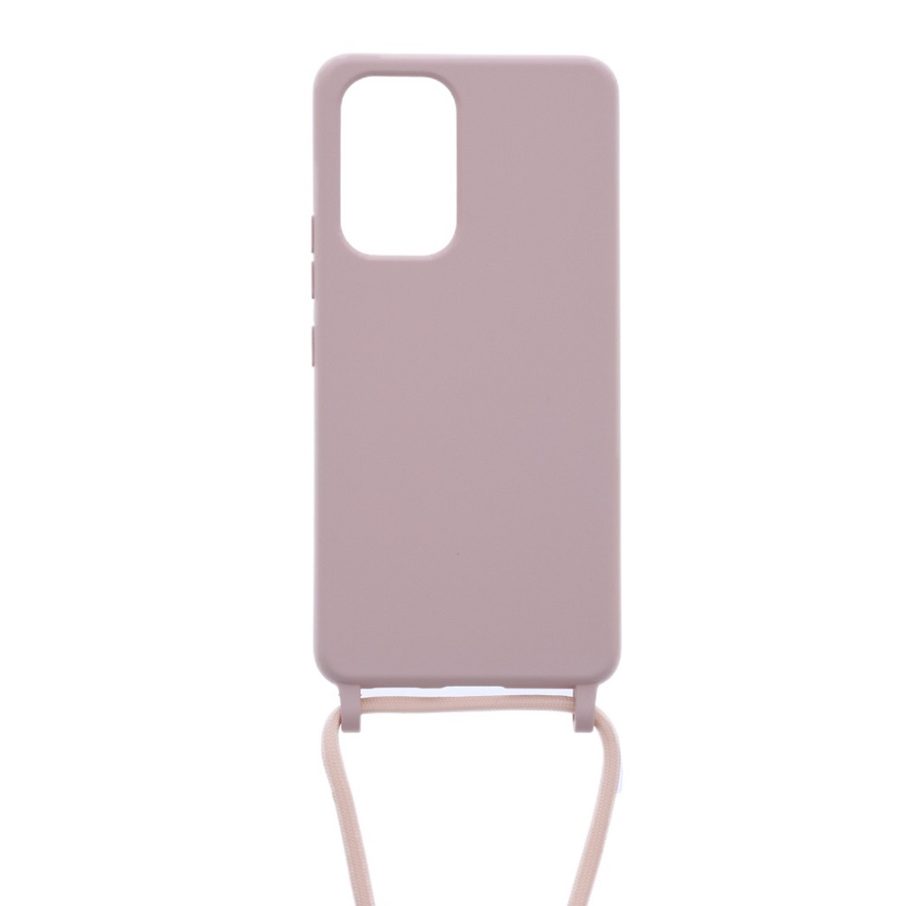 Siliconen hoesje met koord geschikt voor Samsung Galaxy A52 5G - Licht Roze