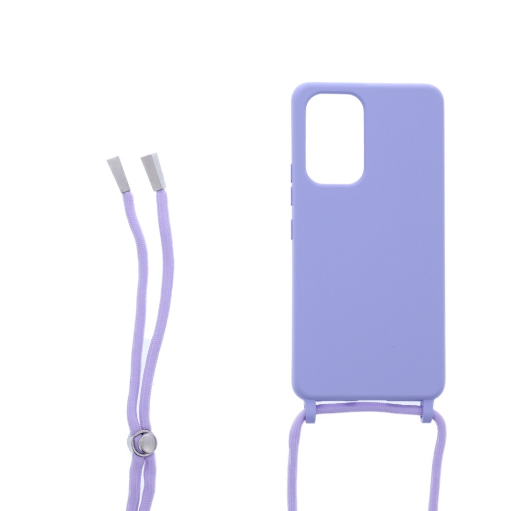 Siliconen hoesje met koord geschikt voor Samsung Galaxy A53 5G - Licht Roze