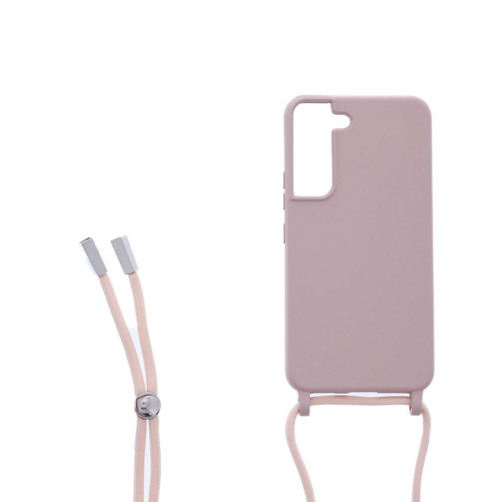 Siliconen hoesje met koord geschikt voor Samsung Galaxy S21+ - Licht Roze