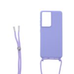 Siliconen hoesje met koord geschikt voor Samsung Galaxy S21 Ultra - Licht Roze