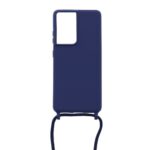 Siliconen hoesje met koord geschikt voor Samsung Galaxy S21 Ultra - Licht Roze