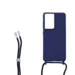 Siliconen hoesje met koord geschikt voor Samsung Galaxy S21 Ultra - Licht Roze