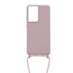 Siliconen hoesje met koord geschikt voor Samsung Galaxy S21 Ultra - Licht Roze