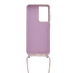 Siliconen hoesje met koord geschikt voor Samsung Galaxy S21 Ultra - Licht Roze