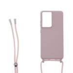 Siliconen hoesje met koord geschikt voor Samsung Galaxy S21 Ultra - Licht Roze