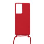 Siliconen hoesje met koord geschikt voor Samsung Galaxy S21 Ultra - Licht Roze