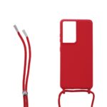 Siliconen hoesje met koord geschikt voor Samsung Galaxy S21 Ultra - Licht Roze