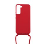 Siliconen hoesje met koord geschikt voor Samsung Galaxy S22+ - Licht Roze