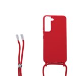 Siliconen hoesje met koord geschikt voor Samsung Galaxy S22+ - Licht Roze