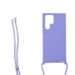 Siliconen hoesje met koord geschikt voor Samsung Galaxy S22 Ultra - Licht Roze