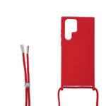 Siliconen hoesje met koord geschikt voor Samsung Galaxy S22 Ultra - Licht Roze