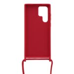 Siliconen hoesje met koord geschikt voor Samsung Galaxy S22 Ultra - Licht Roze