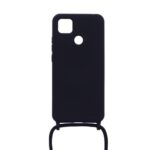 Siliconen hoesje met koord geschikt voor Xiaomi Redmi 9C - Zwart