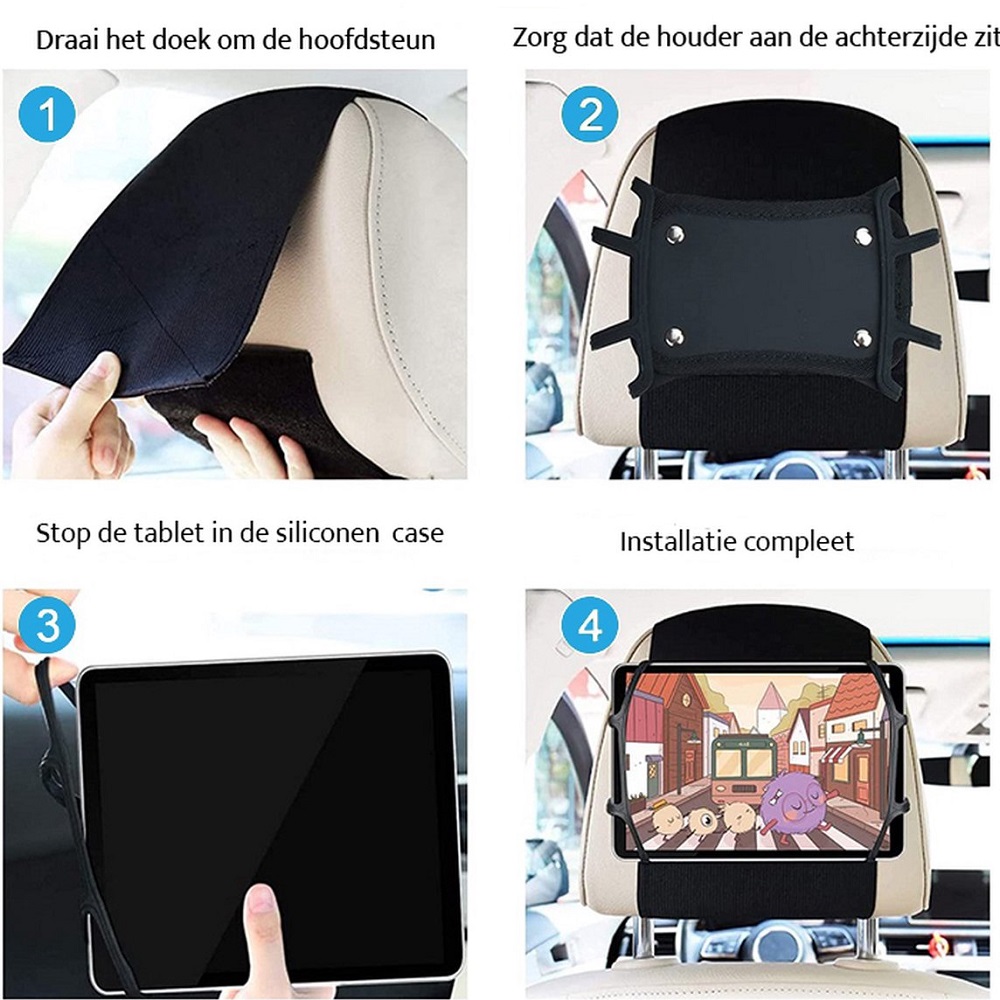 statisch Dankbaar openbaar Universeel Hoofdsteun iPad en Tablet Houder Auto | Auto Tablethouder voor  Kinderen | LB572 - All4Gadgets