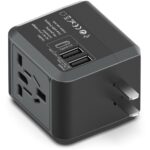 Universele Wereldstekker met 3 USB poorten | 1500W Zwart