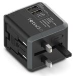 Universele Wereldstekker met 3 USB poorten | 1500W Zwart