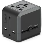 Universele Wereldstekker met 3 USB poorten | 1500W Zwart