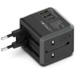 Universele Wereldstekker met 3 USB poorten | 1500W Zwart