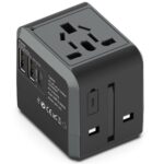 Universele Wereldstekker met 3 USB poorten | 1500W Zwart