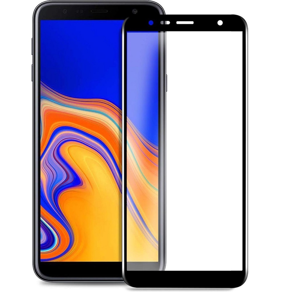 Full Glas screenprotector geschikt voor  - Samsung Galaxy J4+ 2018 - Transparant - Volledige dekking - Premium Glas