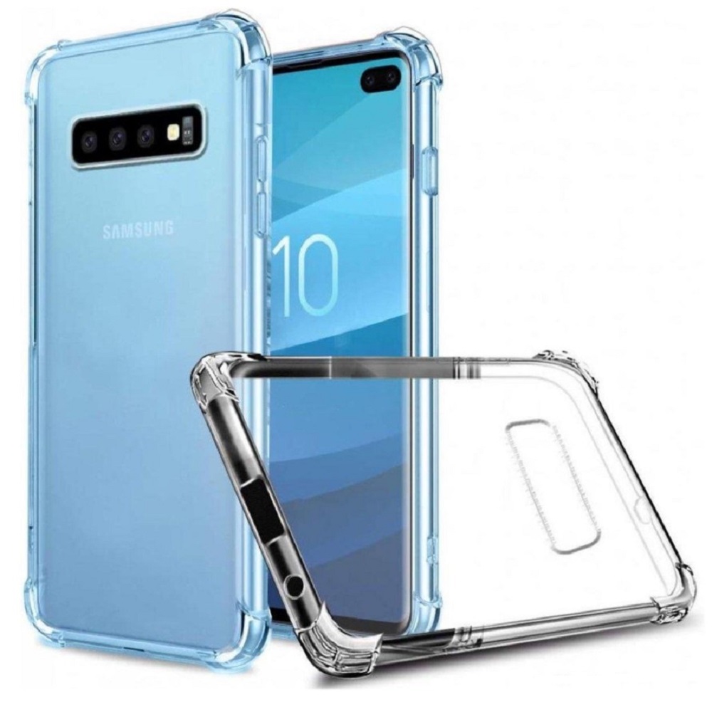 Hoesje geschikt voor Samsung Galaxy S10 - Transparant - Antishock siliconen hoesje met koord